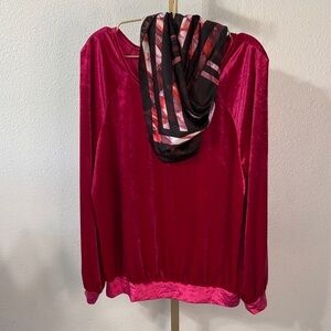 Anthropologie Maeve Fuchsia Velvet Blouse